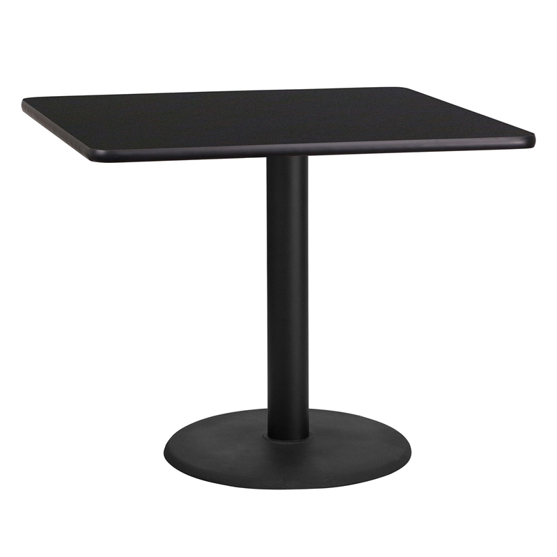 Flash Furniture 36Sq Laminate Table-Rd Base In Black
