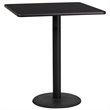 Flash Furniture 36Sq Laminate Table-Rd Base In Black
