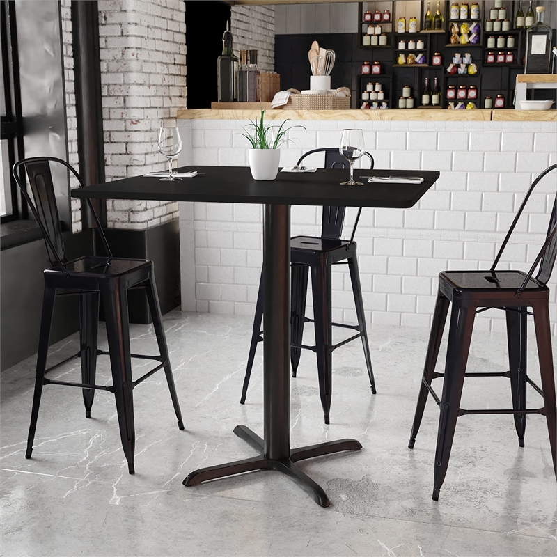 Flash Furniture 42Sq Laminate Table-X-Base In Black