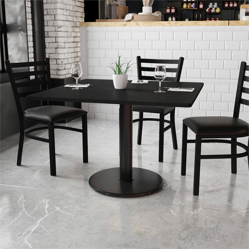 Flash Furniture 42Sq Laminate Table-Rd Base In Black