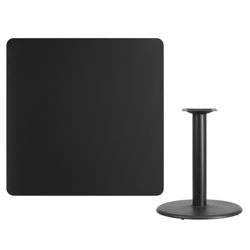 Flash Furniture 42Sq Laminate Table-Rd Base In Black