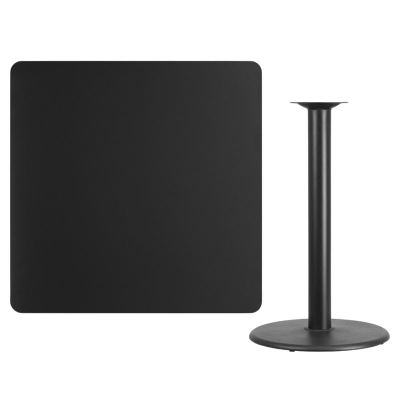 Flash Furniture 42Sq Laminate Table-Rd Base In Black