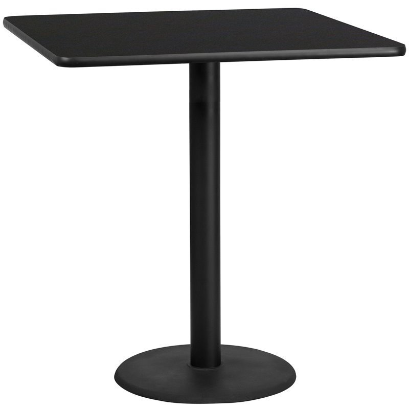 Flash Furniture 42Sq Laminate Table-Rd Base In Black