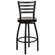 Flash Furniture Metal Restaurant Bar Stool in Black and Walnut