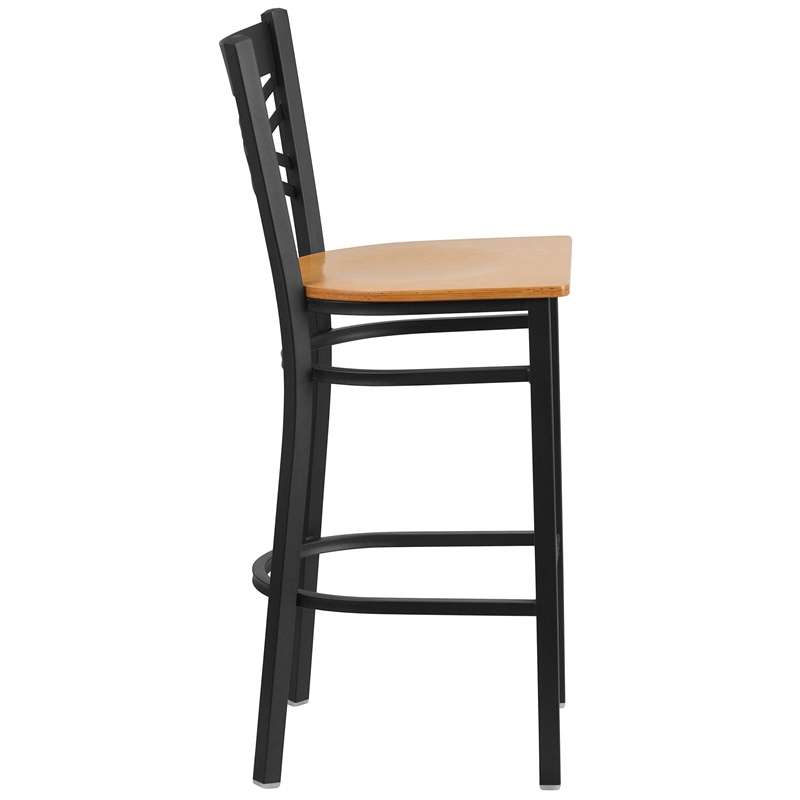 Flash Furniture Metal Restaurant Bar Stool in Black and Natural