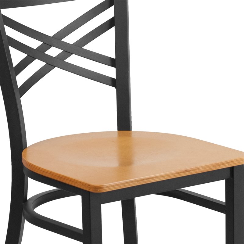 Flash Furniture Restaurant Dining Chair in Black and Natural