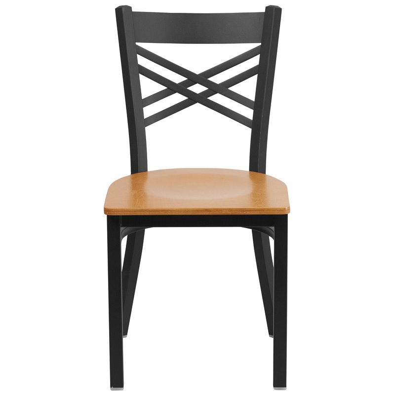 Flash Furniture Restaurant Dining Chair in Black and Natural