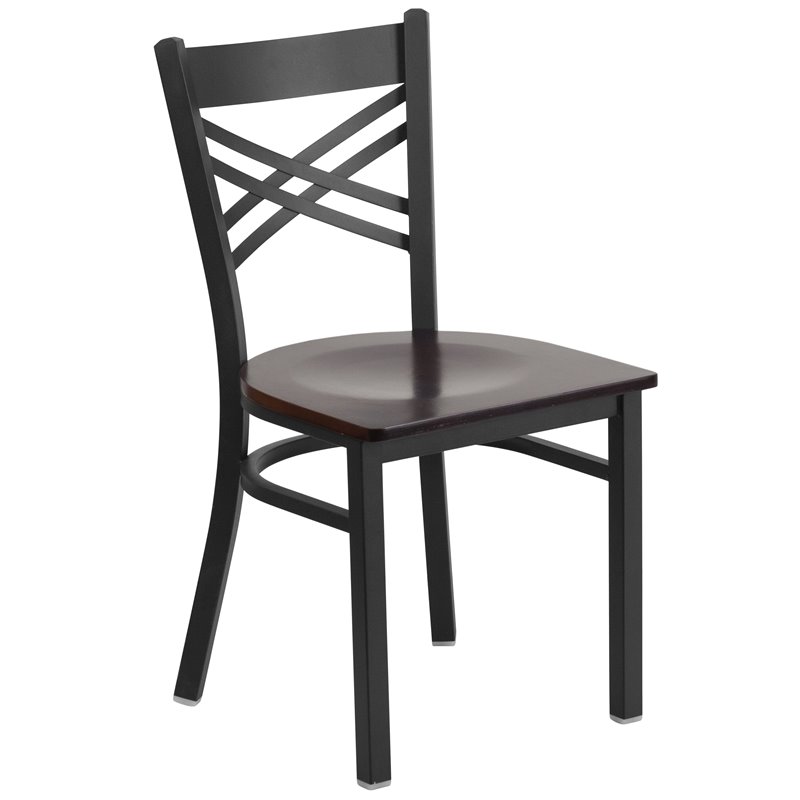 Flash Furniture Restaurant Dining Chair in Black and Walnut