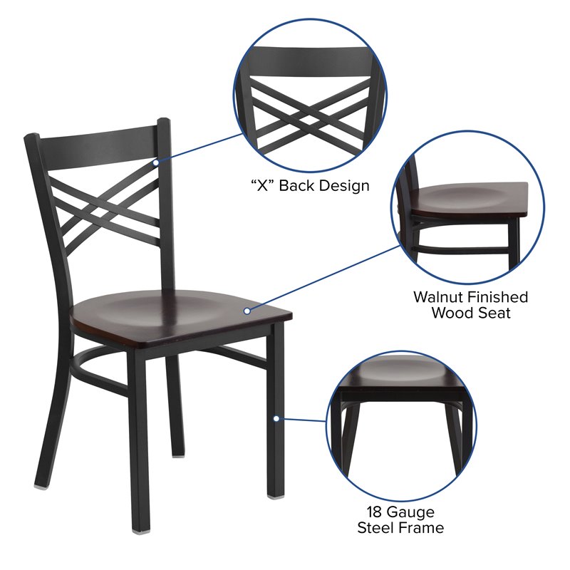 Flash Furniture Restaurant Dining Chair in Black and Walnut