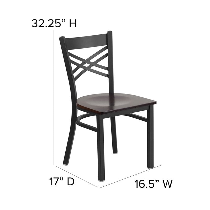 Flash Furniture Restaurant Dining Chair in Black and Walnut