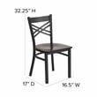 Flash Furniture Restaurant Dining Chair in Black and Walnut