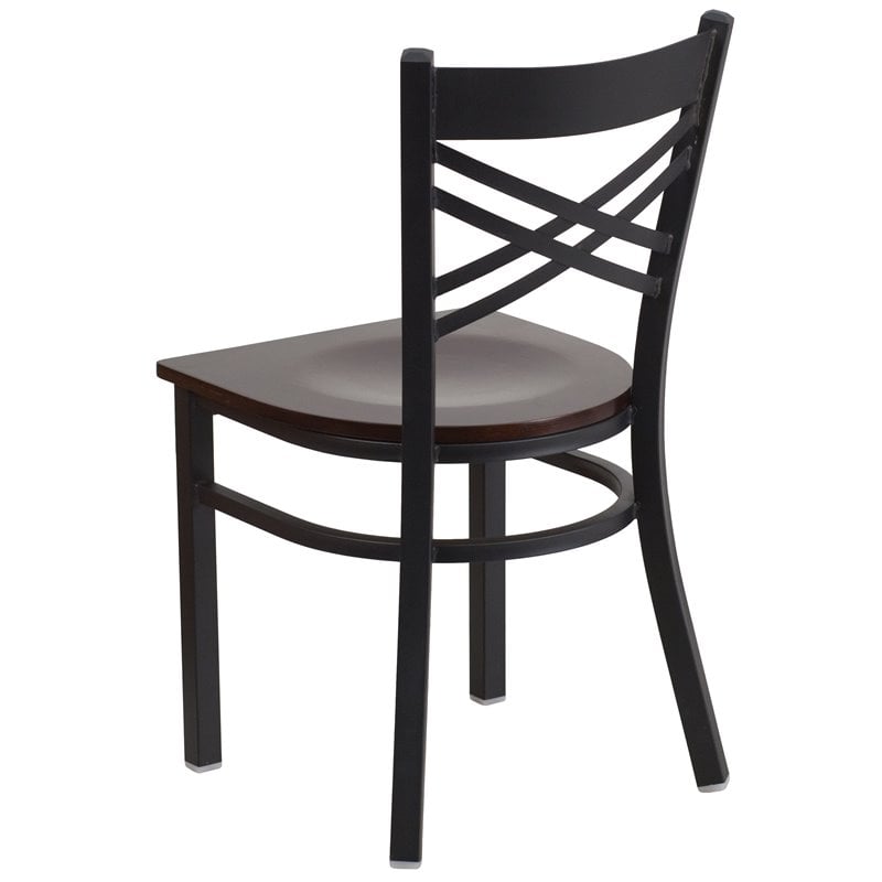 Flash Furniture Restaurant Dining Chair in Black and Walnut