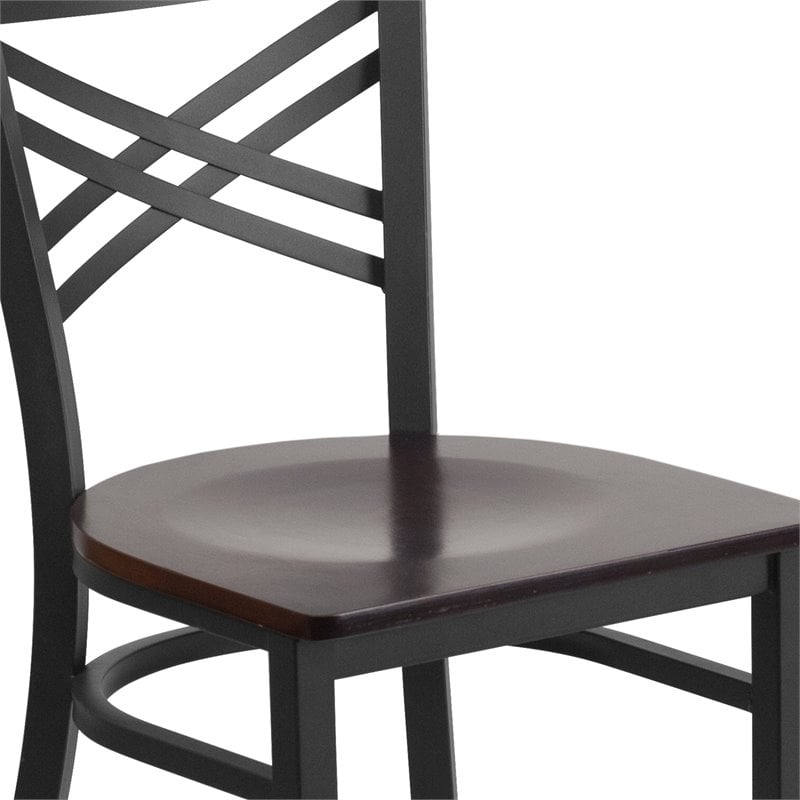 Flash Furniture Restaurant Dining Chair in Black and Walnut