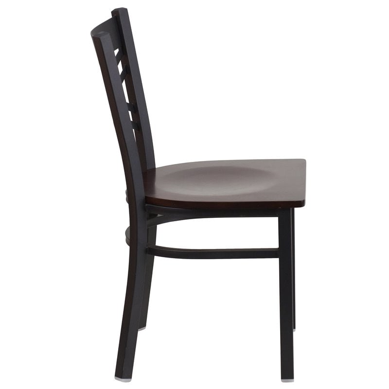 Flash Furniture Restaurant Dining Chair in Black and Walnut