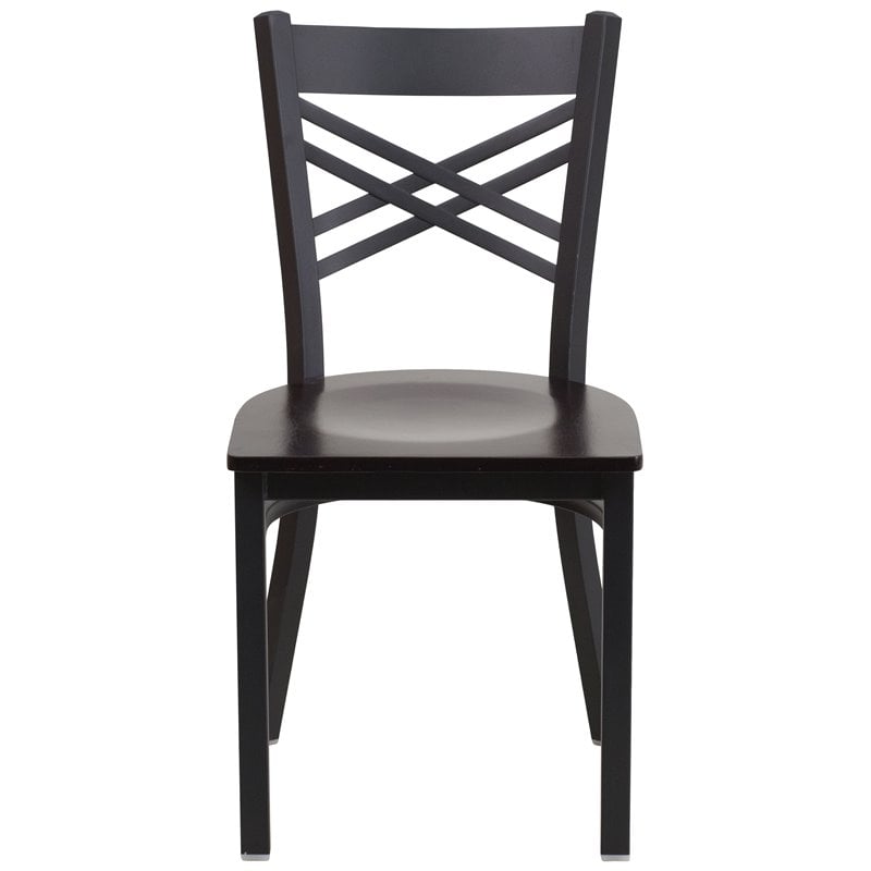 Flash Furniture Restaurant Dining Chair in Black and Walnut