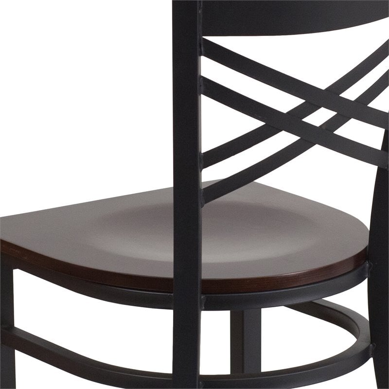 Flash Furniture Restaurant Dining Chair in Black and Walnut