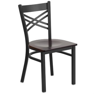 Flash Furniture Restaurant Dining Chair in Black and Walnut