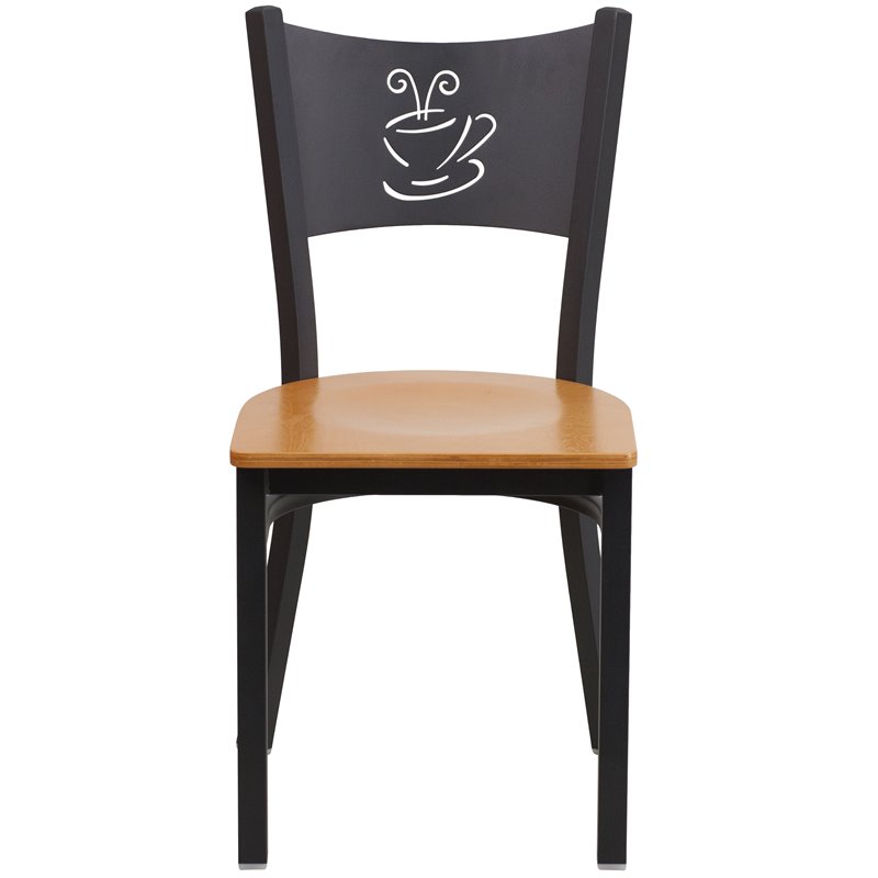 Flash Furniture Restaurant Dining Chair in Black and Natural