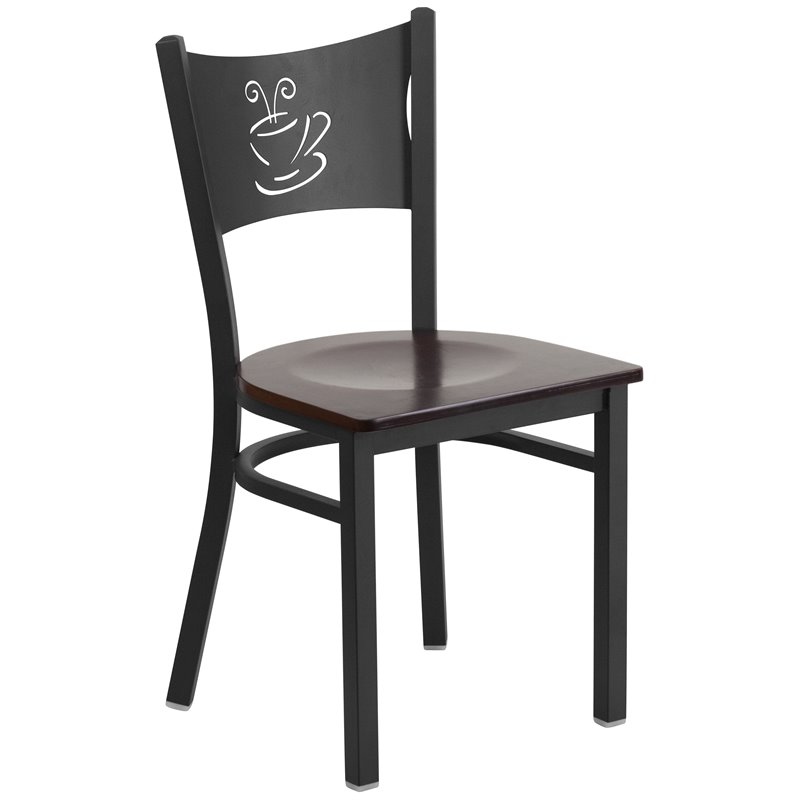 Flash Furniture Restaurant Dining Chair in Black and Walnut