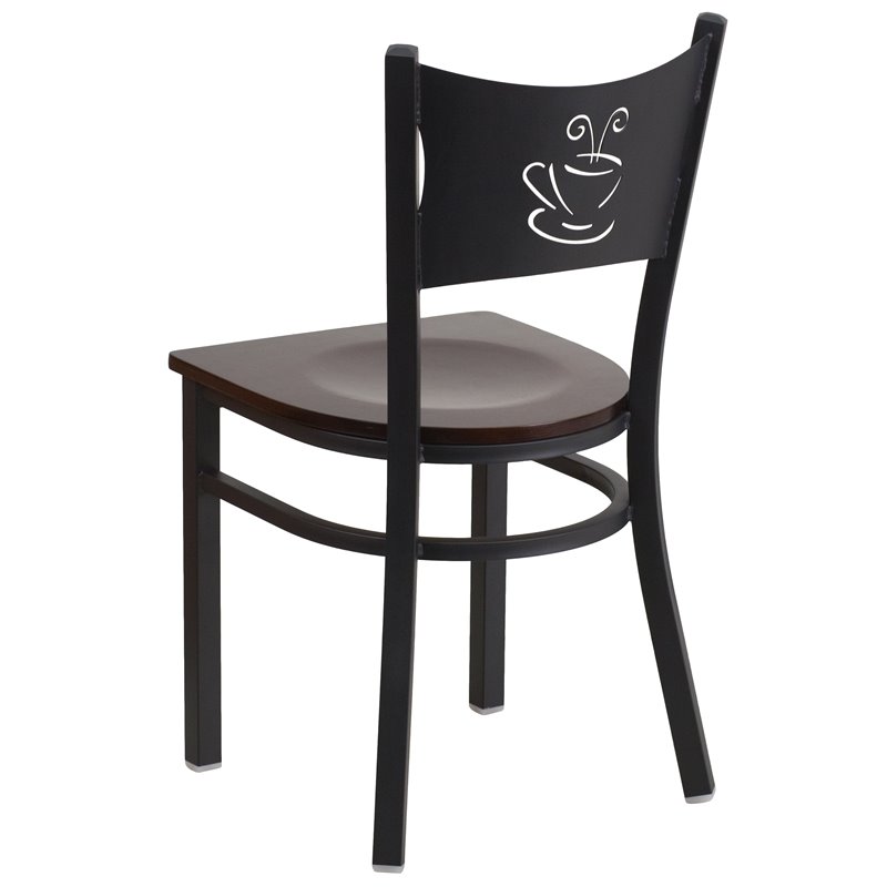 Flash Furniture Restaurant Dining Chair in Black and Walnut