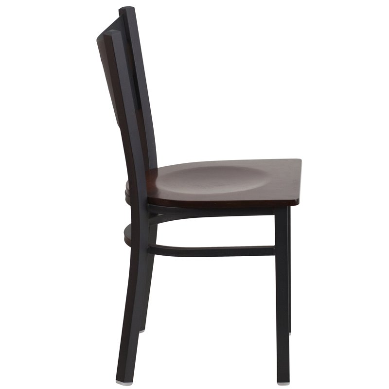 Flash Furniture Restaurant Dining Chair in Black and Walnut