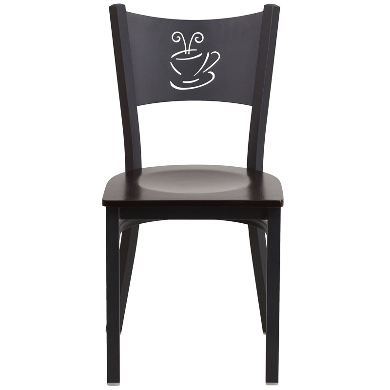 Flash Furniture Restaurant Dining Chair in Black and Walnut