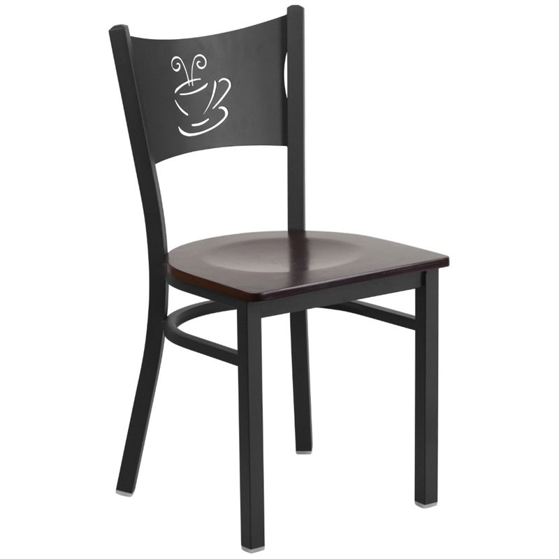 Flash Furniture Restaurant Dining Chair in Black and Walnut