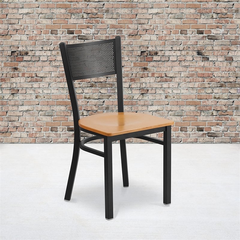 Flash Furniture Restaurant Chair in Black and Natural