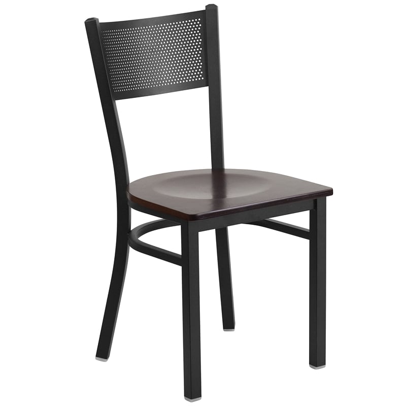 Flash Furniture Restaurant Chair in Black and Walnut
