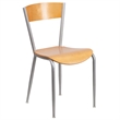 Flash Furniture Metal Restaurant Dining Chair in Natural and Silver