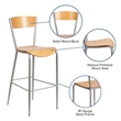 Flash Furniture Metal Restaurant Bar Stool in Natural and Silver