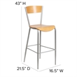 Flash Furniture Metal Restaurant Bar Stool in Natural and Silver