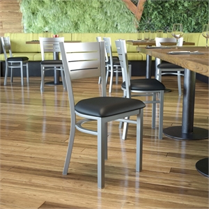 Flash Furniture Restaurant Dining Chair in Black and Silver