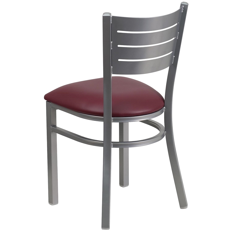 Flash Furniture Restaurant Dining Chair in Burgundy and Silver