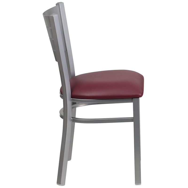 Flash Furniture Restaurant Dining Chair in Burgundy and Silver