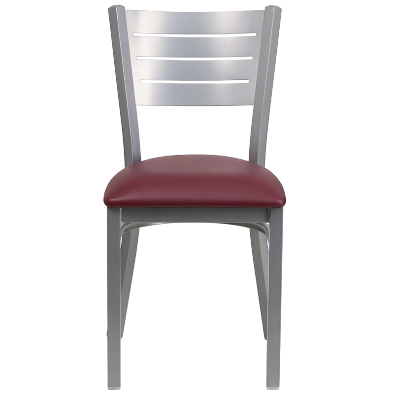 Flash Furniture Restaurant Dining Chair in Burgundy and Silver