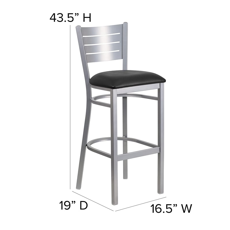 Flash Furniture Bar Stool in Black and Silver