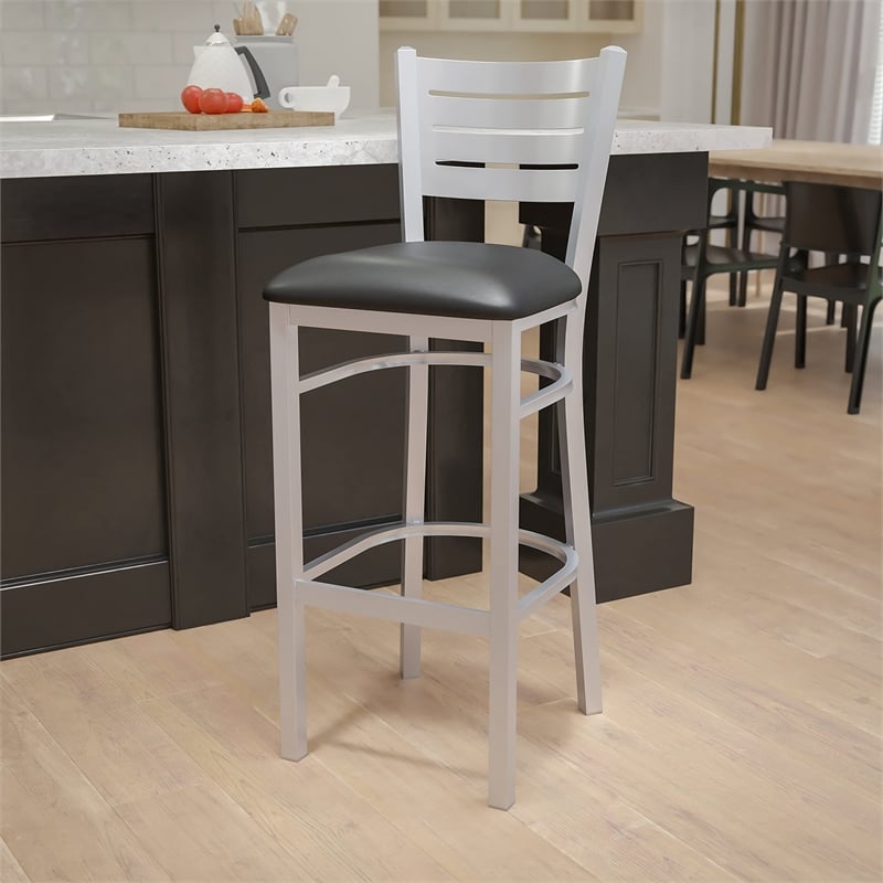 Flash Furniture Bar Stool in Black and Silver