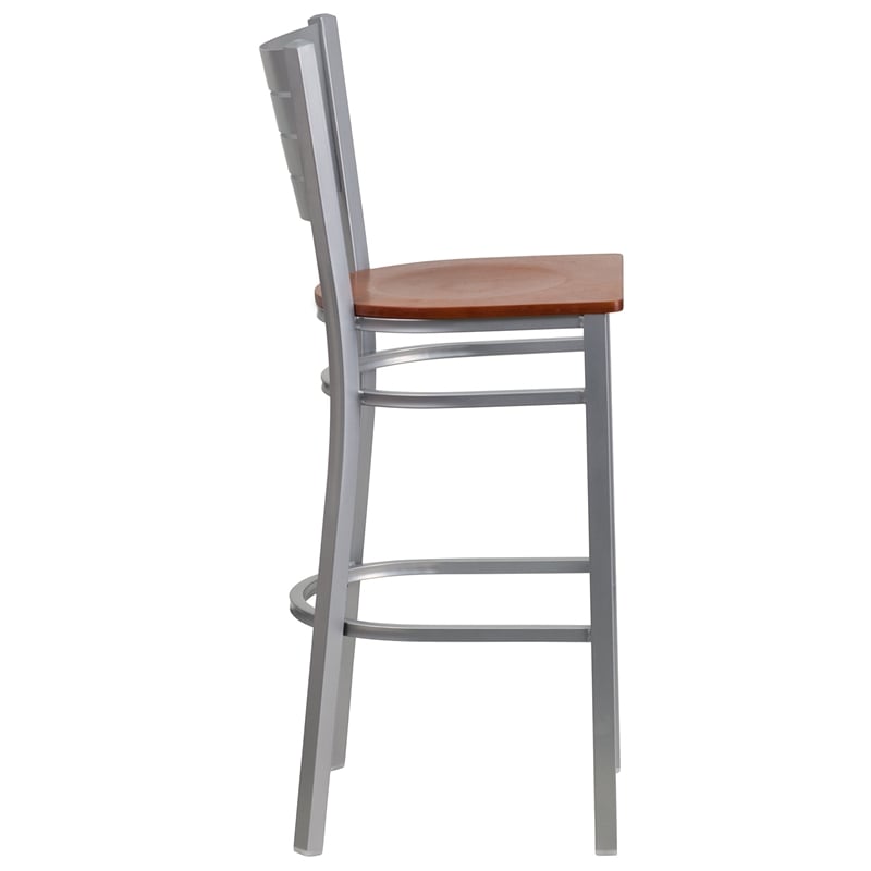 Flash Furniture Bar Stool in Cherry and Silver