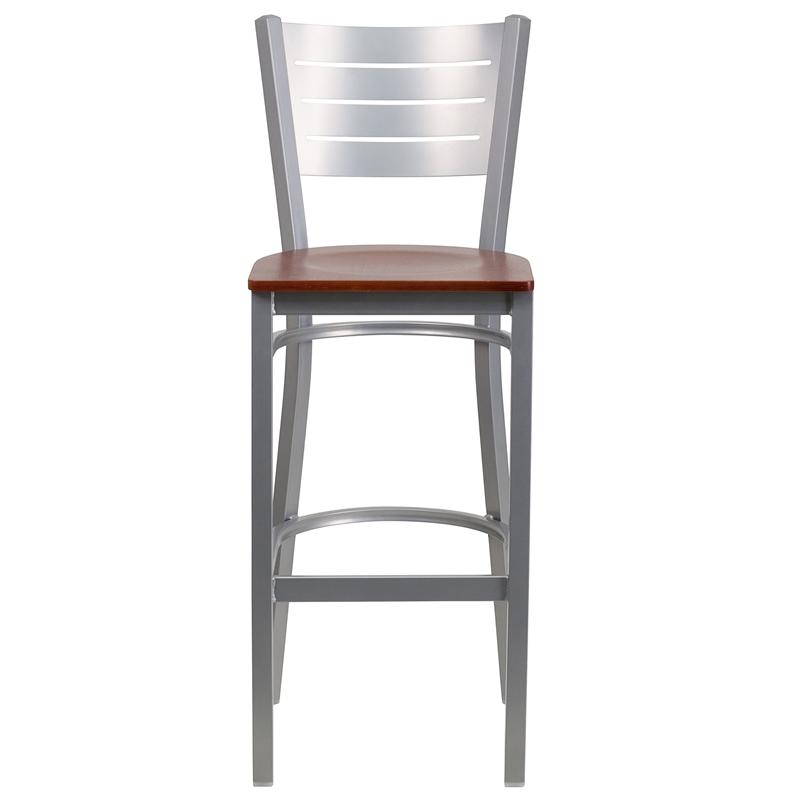 Flash Furniture Bar Stool in Cherry and Silver