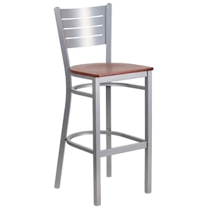 Flash Furniture Bar Stool in Cherry and Silver