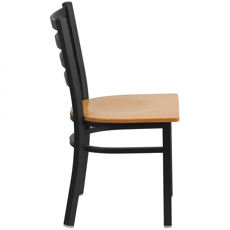 Flash Furniture Restaurant Dining Chair in Black and Natural