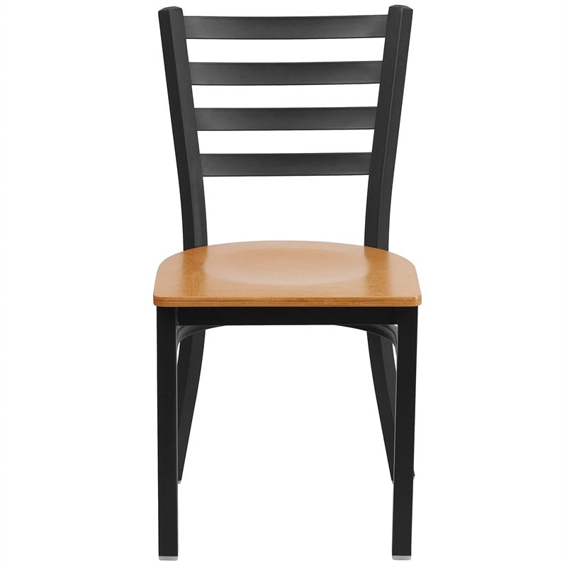 Flash Furniture Restaurant Dining Chair in Black and Natural