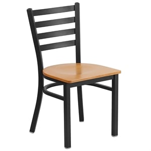Flash Furniture Restaurant Dining Chair in Black and Natural