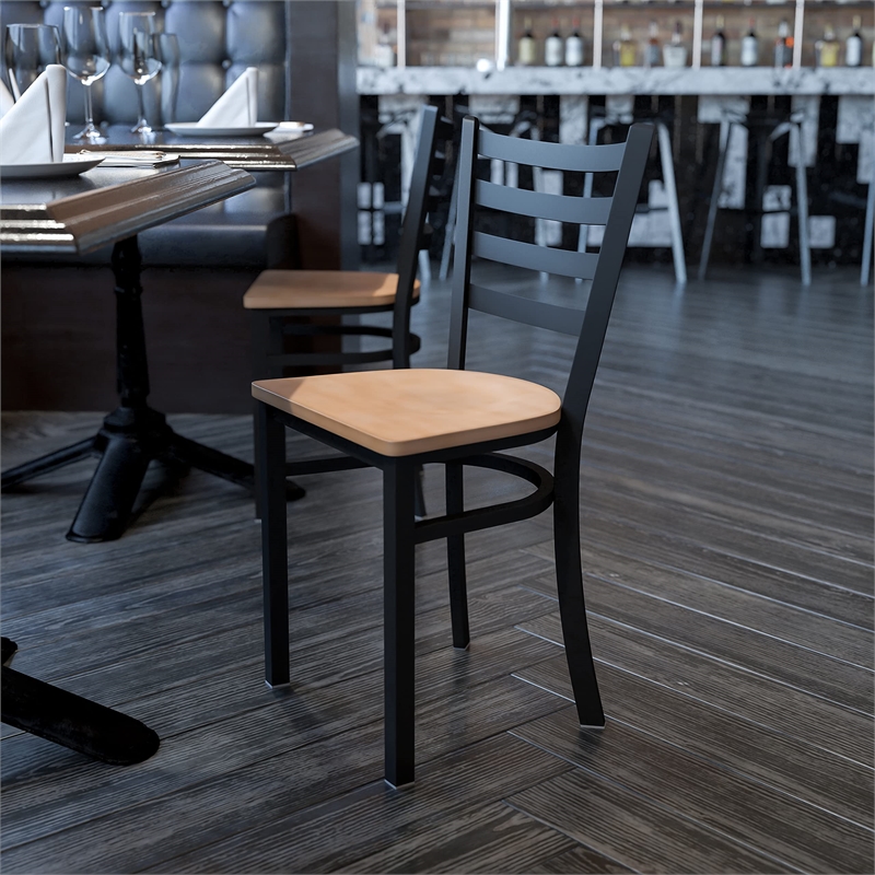 Flash Furniture Restaurant Dining Chair in Black and Natural