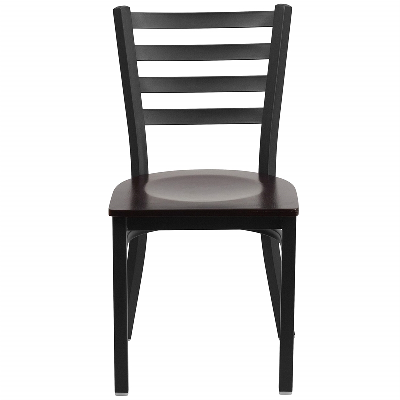 Flash Furniture Restaurant Dining Chair in Black and Walnut