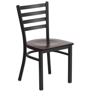 Flash Furniture Restaurant Dining Chair in Black and Walnut