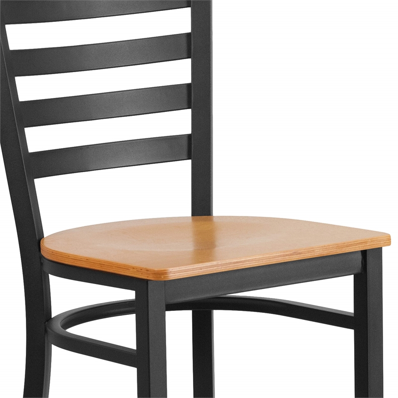 Flash Furniture Metal Restaurant Bar Stool in Black and Natural