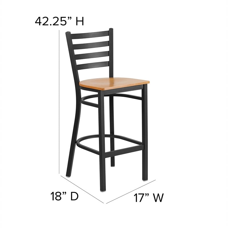 Flash Furniture Metal Restaurant Bar Stool in Black and Natural