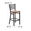 Flash Furniture Metal Restaurant Bar Stool in Black and Natural